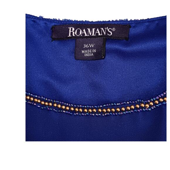 ROAMAN'S Beaded Dressy Blouse Top Cami 36W 4X Royal Blue Career‎ Office Event - Picture 5 of 10